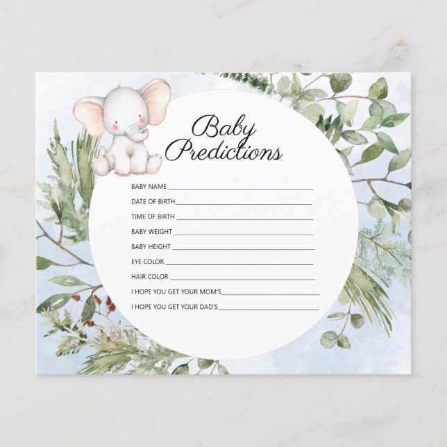 Baby Vorhersagen Elephant Boy Baby Shower Game (Vorderseite)