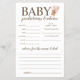 Baby Vorhersagen und Ratschläge Pink Teddy Bärensp Flyer
