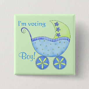 Baby Voting Boy Genre Reveal Party Badge Pin