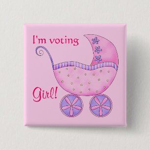 Baby Voting Girl Genre Reveal Party Badge Pin