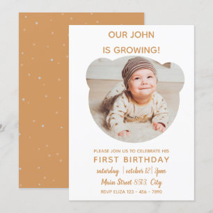 Baby wächst - Bear Foto Frame Einladung