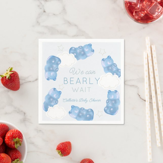 Baby Wait Blue Gummy Bear Boy Baby Dusche Serviette (Beispiel)