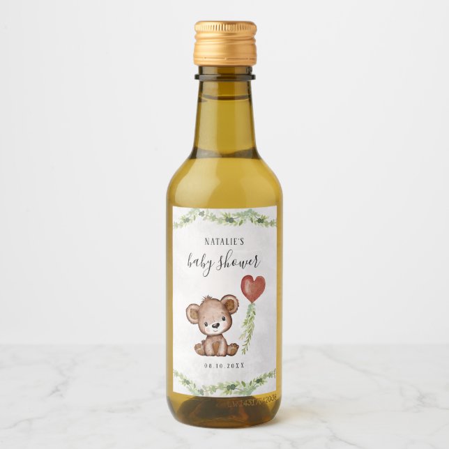 Baby Wait Teddy Bear Baby Dusche Weinetikett (Vorderseite)