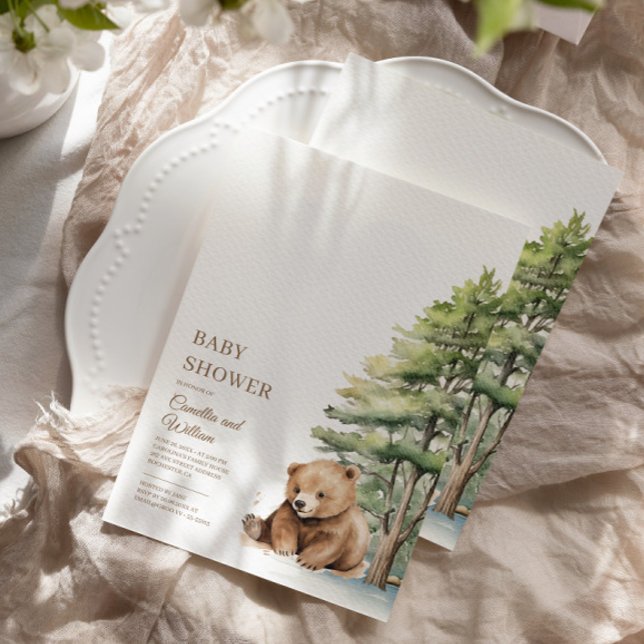 Baby Wait Woodland Teddy Bear Baby Dusche Einladung (Von Creator hochgeladen)
