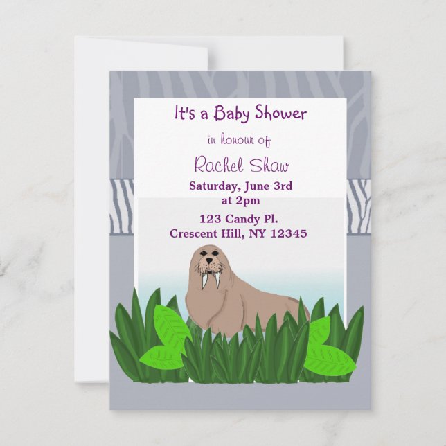 Baby Walrus Baby shower Invitation (Devant)