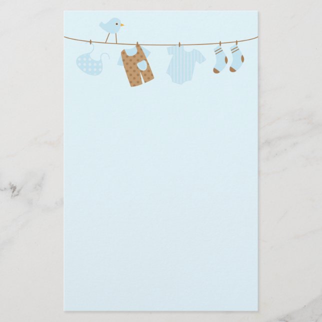 Baby-Wäscherei (blau) Briefpapier (Vorderseite)