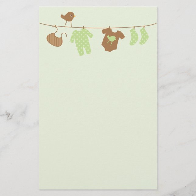 Baby-Wäscherei (Grün) Briefpapier (Vorderseite)