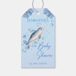 Baby Watercolor Narwhal & bubbles Baby Dusche Geschenkanhänger