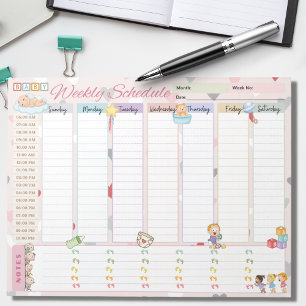 Baby Weekekly Plan Planer Pastel Pink Themed Notizblock