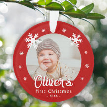Baby Weihnachten rote Schneeflocken Foto