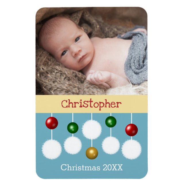 Baby Weihnachtsjahr Sake Blau Foto Magnet (Vertikal)