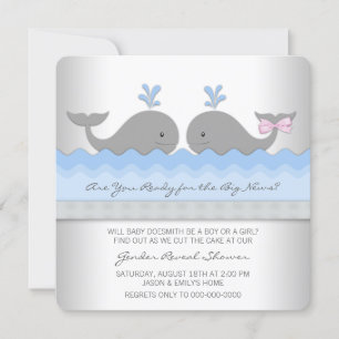 Baby Whale Gender Reveal Dusche Einladung