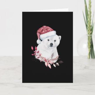 Baby White Bear mit Weihnachtshut Karte
