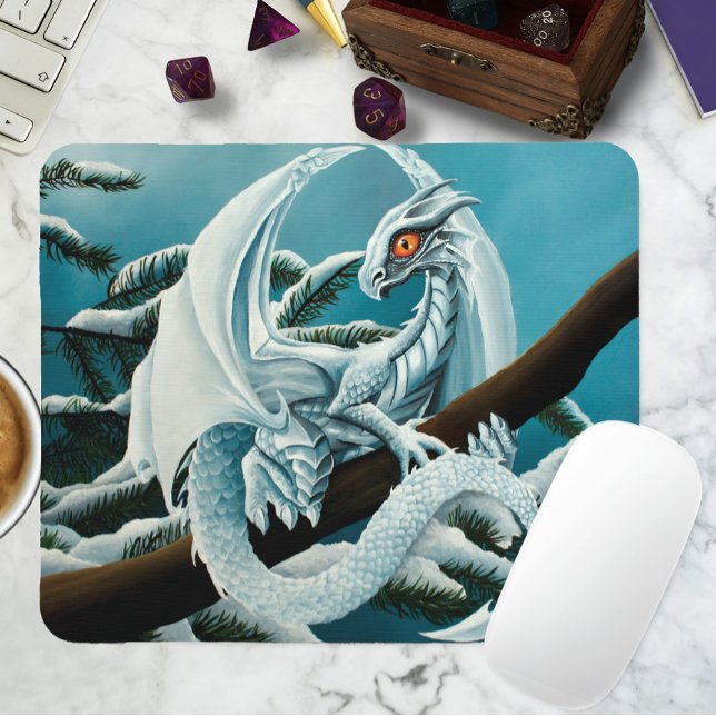 Baby White Winter Dragon Mousepad (Von Creator hochgeladen)