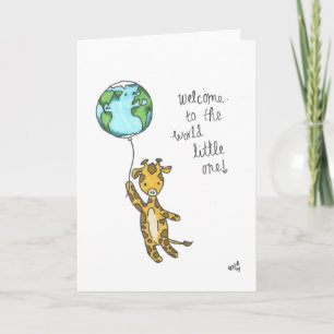 Baby Willkommen auf der Weltkarte Dankeskarte