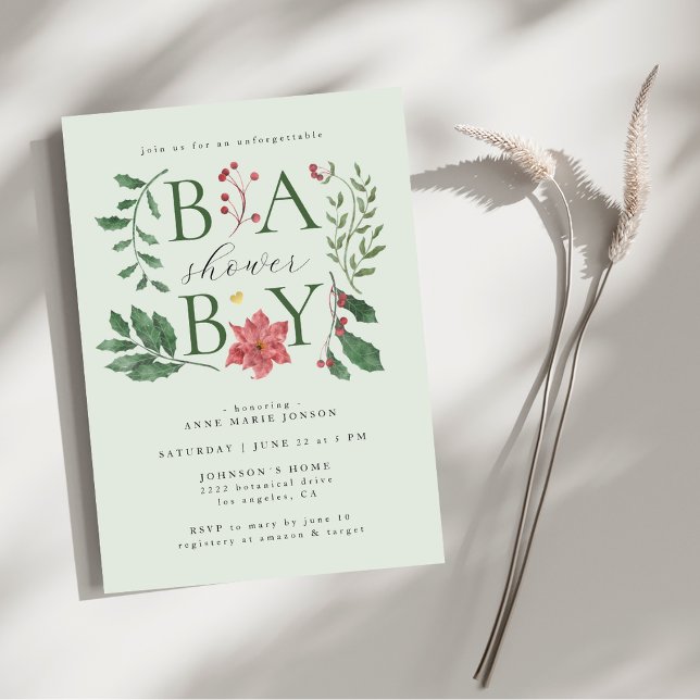 Baby Winter Blooms Classy Botanical Baby Shower Einladung (Von Creator hochgeladen)
