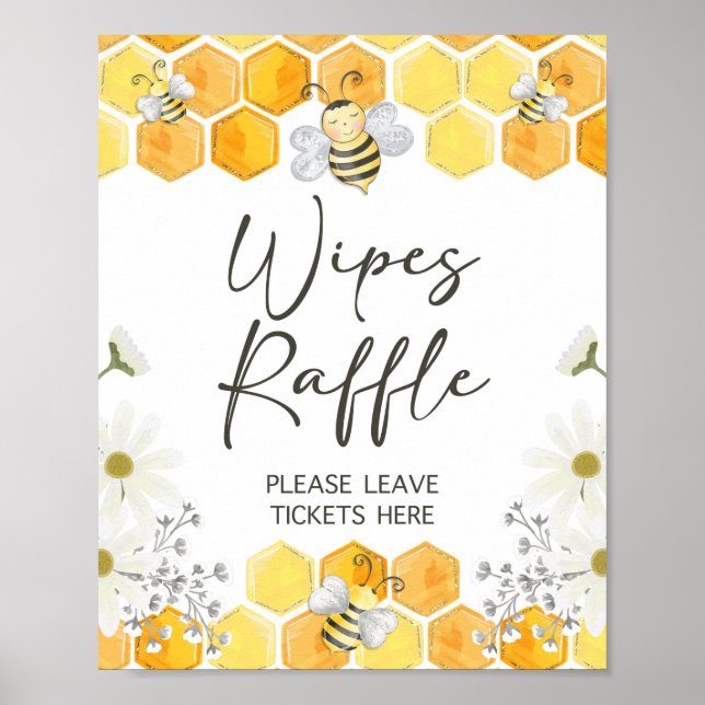 Baby Wipes Raffle Sign Honey Bee Thema Poster (Vorne)