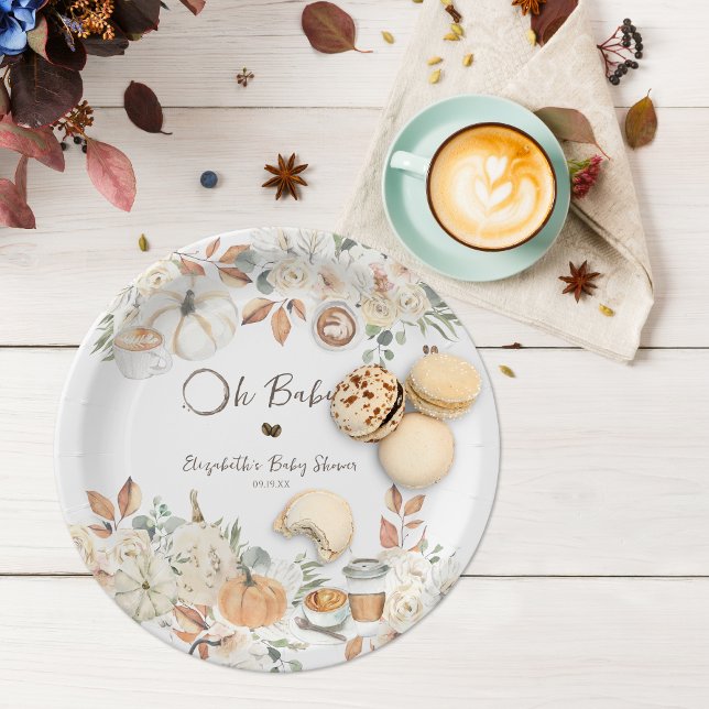 Baby wird gebraut | Herbstkaffee Babydusche Pappteller (Von Creator hochgeladen)