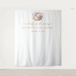 Baby wird Kaffee-Babydusche im Hintergrund aufzieh Wandteppich