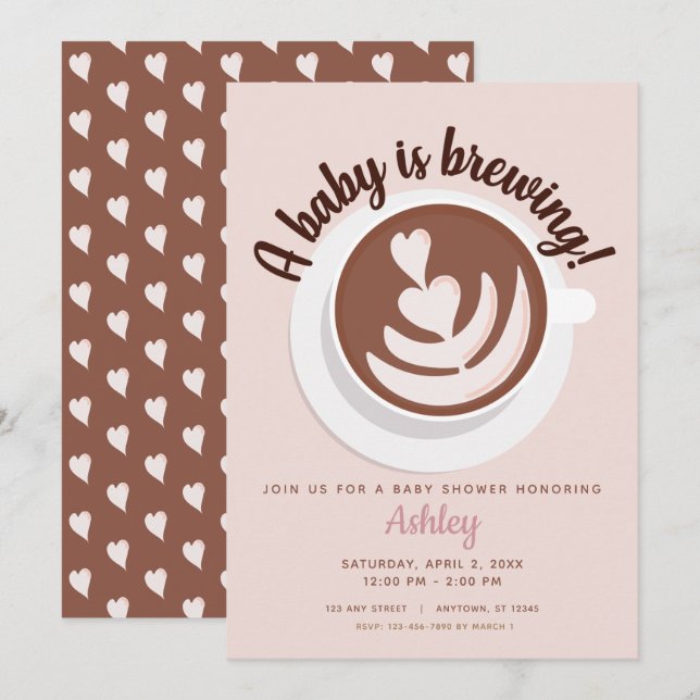 Baby wird Kaffee Brunch Baby Dusche Sprinkle Einladung (Vorne/Hinten)