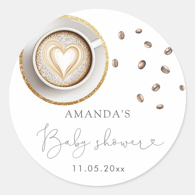 Baby wird Kaffeemaschine gebrauen Babydusche Runder Aufkleber (Vorderseite)