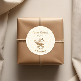 Baby wird Niedliche Pram Baby Dusche Brauen Danke Runder Aufkleber