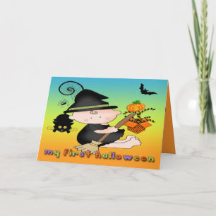 Baby Witch Ma 1ère carte de voeux Halloween