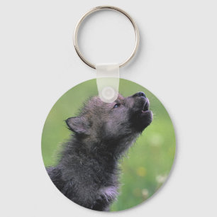 Baby-Wolf-Heulen Schlüsselanhänger