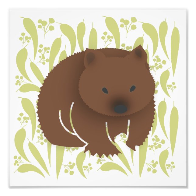 Baby Wombat on Olive Fotodruck (Vorne)