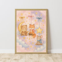Baby Woodland Animals Celestial Kinderzimmer Wall 