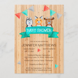 Baby Woodland Animals Watercolor Baby Shower Einladung