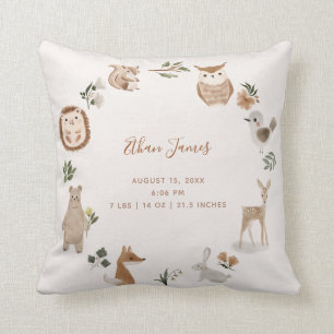 Baby Woodland Tiere Geburtsstaten Keepake Kissen