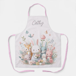 Baby Woodland Tiere Rosa Überdrucken Schürze