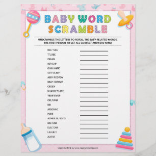 Baby Word Scramble [Baby Basics Pink] Briefbogen
