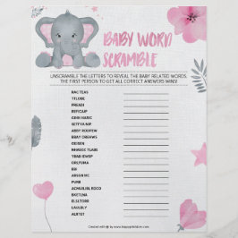 Baby Word Scramble [Baby Elephant [Pink] Briefbogen