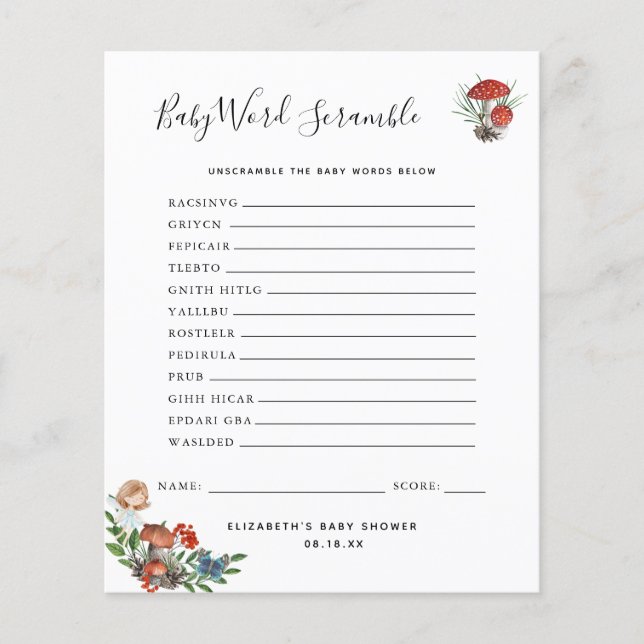 Baby Word Scramble | Baby Showspiel (Vorderseite)