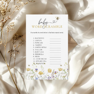 Baby Word Scramble Bee Wildblume Baby Shower Game Flyer