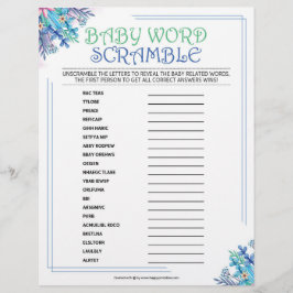 Baby Word Scramble [Blue Floral] Briefbogen