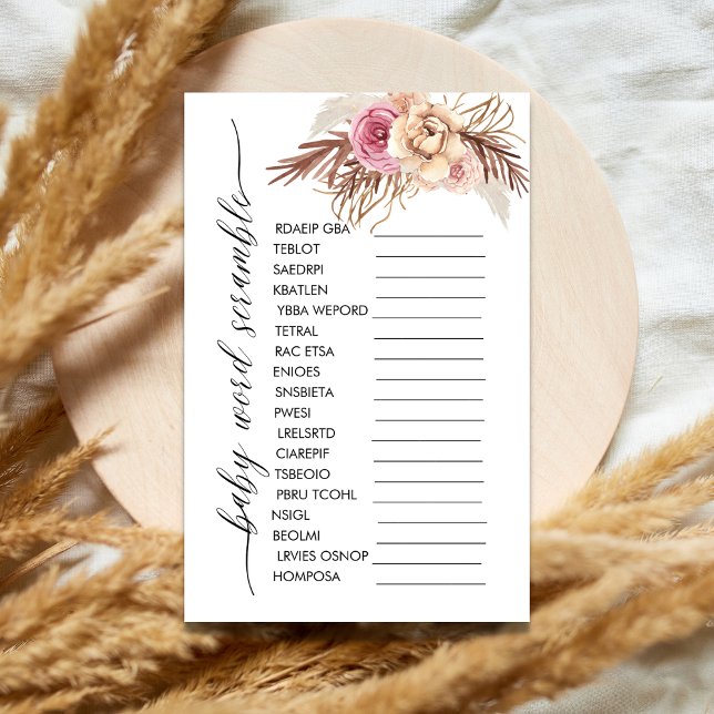 Baby Word Scramble Boho Dusty Rose Floral (Von Creator hochgeladen)