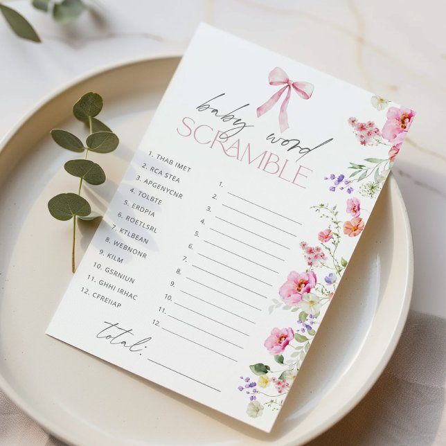 Baby word Scramble Bow Floral Baby Duschgame (Von Creator hochgeladen)