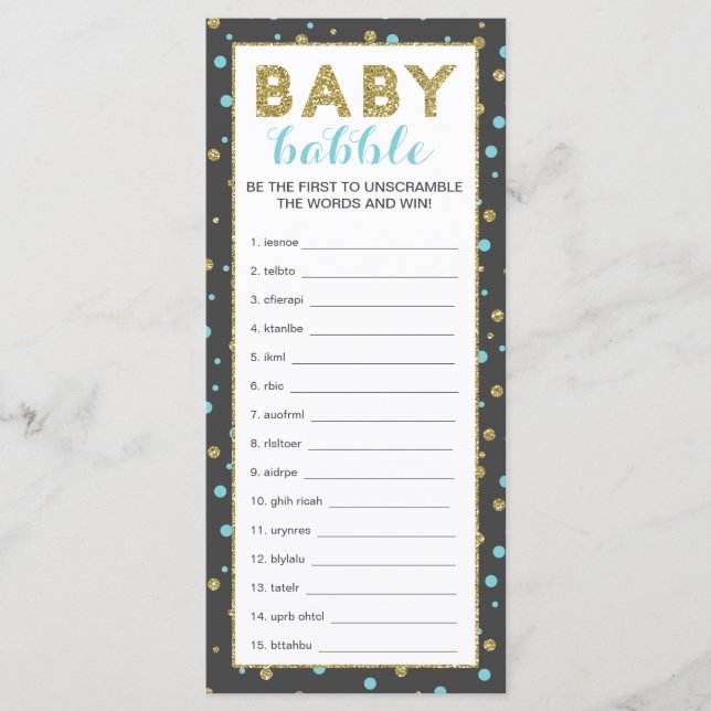 Baby Word Scramble Game, Gold Safari, 25 Pack (Vorderseite)