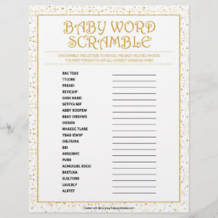 Baby Word Scramble [Golden Glitzern] Briefbogen