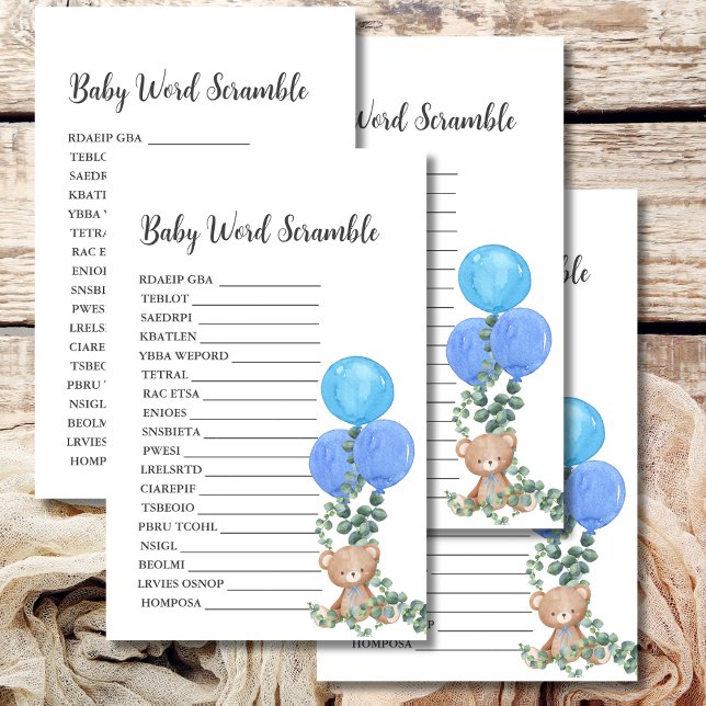 Baby Word Scramble Oh Boy Bear Balloon Eucalyptus (Von Creator hochgeladen)