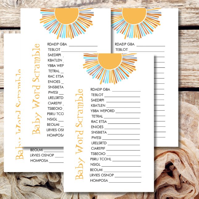 Baby Word Scramble Retro Boho Sun Baby Shooting Ga (Von Creator hochgeladen)