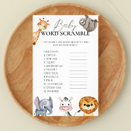 Baby Word Scramble Safari Animals Game Flyer
