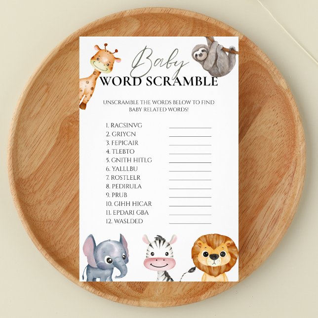 Baby Word Scramble Safari Animals Game Flyer (Von Creator hochgeladen)