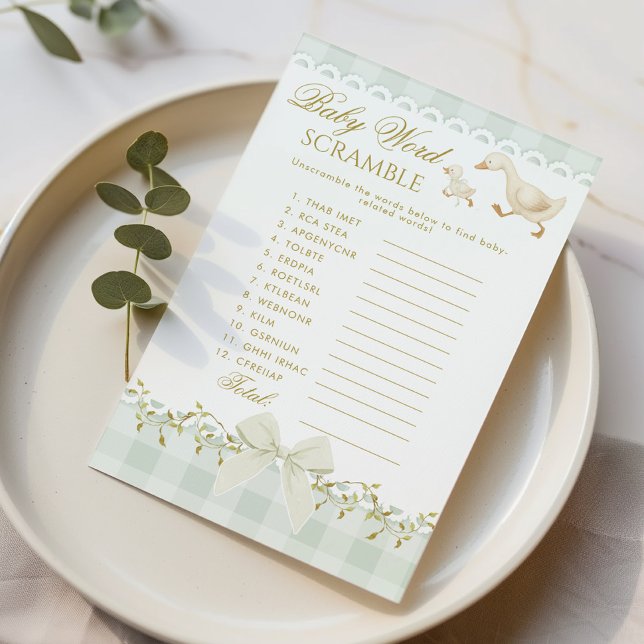 Baby Word Scramble Silly Goose Sage Baby Shower (Von Creator hochgeladen)