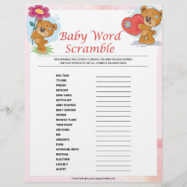 Baby Word Scramble [Teddy Bears] Briefbogen
