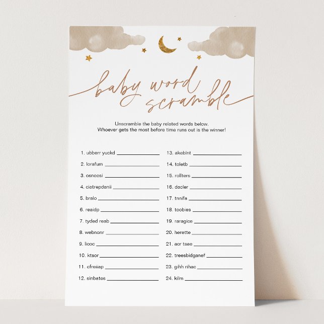 Baby Word Scramble Twinkle Star Baby Showspiel (Von Creator hochgeladen)