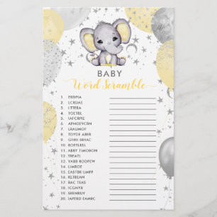 Baby-Wort- Verwirrung Gelber Elefant Shower-Spiel